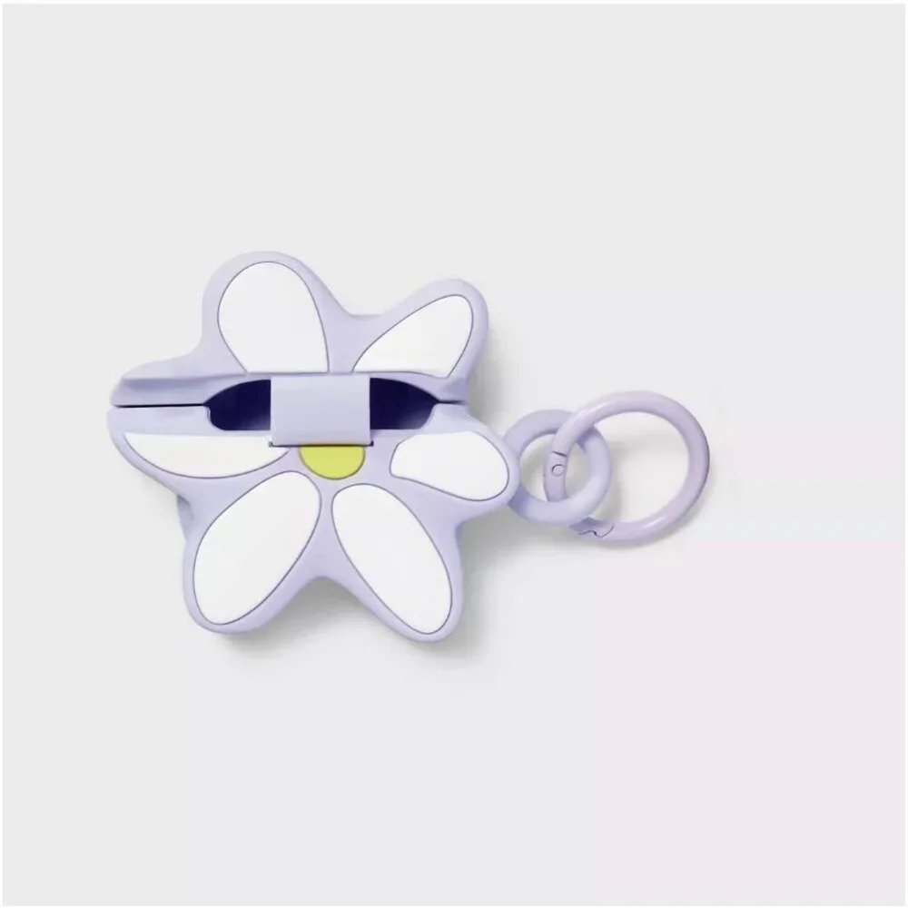 NIB Heyday Soft Purple Flower Daisy AirPods Case Cover 3rd Generation Clip